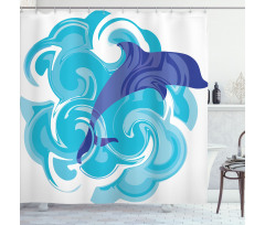 Waves Aqua Life Nature Shower Curtain