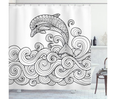 Nautical Zentangle Wave Shower Curtain