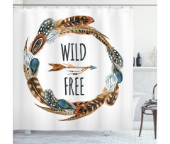 Wreath with Bird Design Shower Curtain