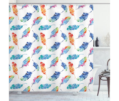Watercolor Bird Feather Shower Curtain