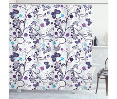 Butterflies and Swirls Shower Curtain