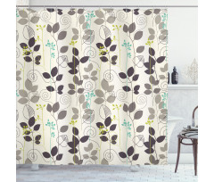 Doodle Leaves Earth Tone Shower Curtain