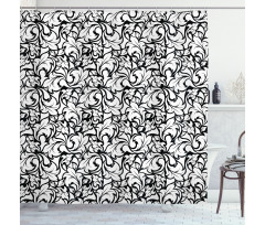 Monochrome Leaves Garden Shower Curtain