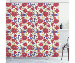 Blooming Red Poppies Shower Curtain