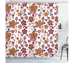 Blooming Flower Pattern Shower Curtain