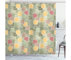 Geometric Squares Swirls Shower Curtain