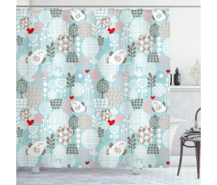 Valentines Birds Shower Curtain