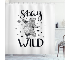 Dancing Bear and Words Shower Curtain