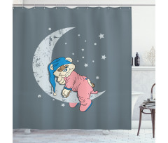 Baby Sleeping on the Moon Shower Curtain