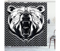Scary Roar on Zigzag Lines Shower Curtain