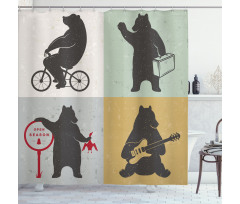 Funny Frames Drawing Style Shower Curtain