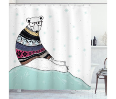 Hipster Sweater Christmas Shower Curtain