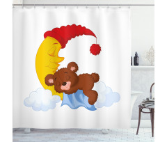 Kids Cartoon Baby on Moon Shower Curtain