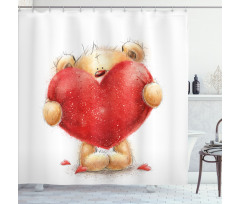 Romantic Mascot Red Heart Shower Curtain