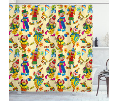 Funny Cartoonish Clowns Shower Curtain