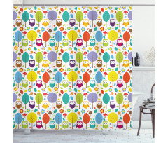 Colorful Forest Owls Shower Curtain