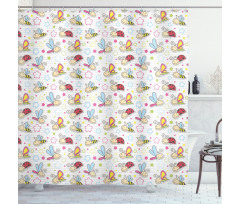 Flower Dragonfly Bugs Shower Curtain