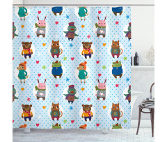 Animals Winter Clothing Shower Curtain