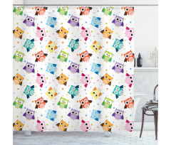 Owls Face Expressions Shower Curtain