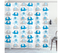 Elephants with Motifs Shower Curtain