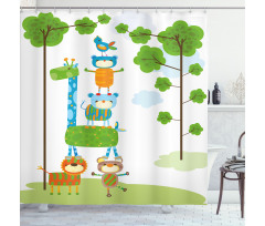 Funny Jungle Creatures Shower Curtain