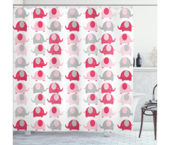 Abstract Elephants Dots Shower Curtain