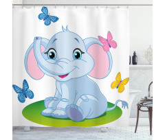 Elephant on the Meadow Shower Curtain