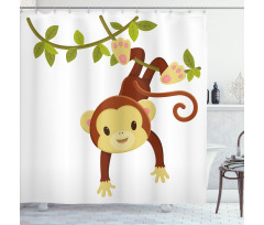 Cartoon Monkey on Liana Shower Curtain