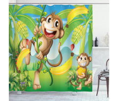 2 Monkeys and Bananas Shower Curtain