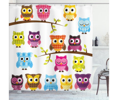 Patchwork Style Owls Shower Curtain
