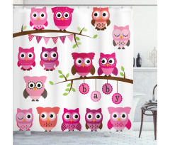 Owls Branches Cartoon Shower Curtain