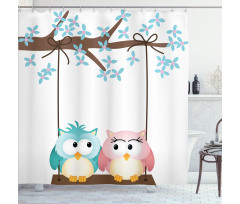 Owls in Love on Swing Shower Curtain