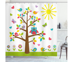 Colorful Tree Owl Shower Curtain
