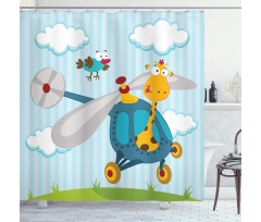Funny Giraffe and Bird Shower Curtain