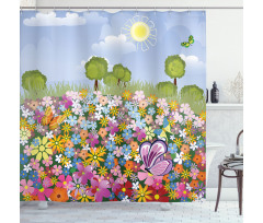 Spring Meadow Blossoms Shower Curtain