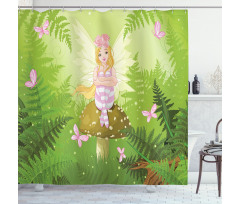 Fairy Girl Floral Hair Shower Curtain