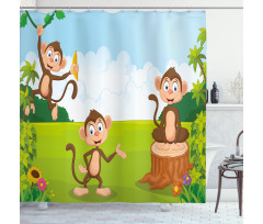 3 Monkeys Safari Shower Curtain