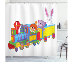 Clown Cat Bunny Train Shower Curtain