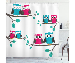Couples of Owls on Tree Shower Curtain
