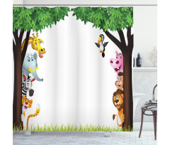 Trees Friendly Jungle Shower Curtain