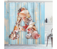 Seashell Wood Backdrop Shower Curtain