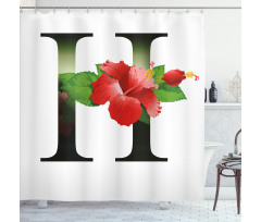 Hibiscus Green Leaves Shower Curtain
