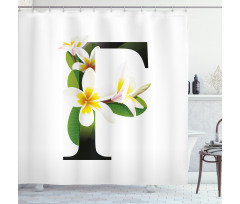 Frangipani Green Theme Shower Curtain