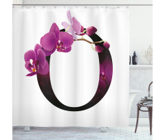 O Alphabet and Orchid Shower Curtain