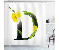 D Silhouette Daffodils Shower Curtain