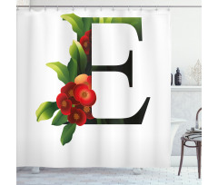 Alphabet Red Blooms Shower Curtain