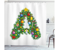 Winter Festivity Font Shower Curtain