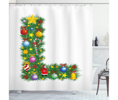 Pine Tree Majuscule L Shower Curtain