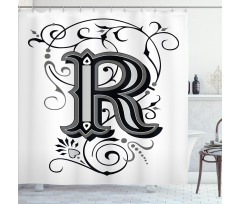 Antique R Typography Shower Curtain