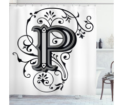 Floral Essence Initial Shower Curtain